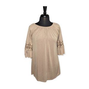 WinWin Ruffle Sleeve Beige Tunic Small-Medium